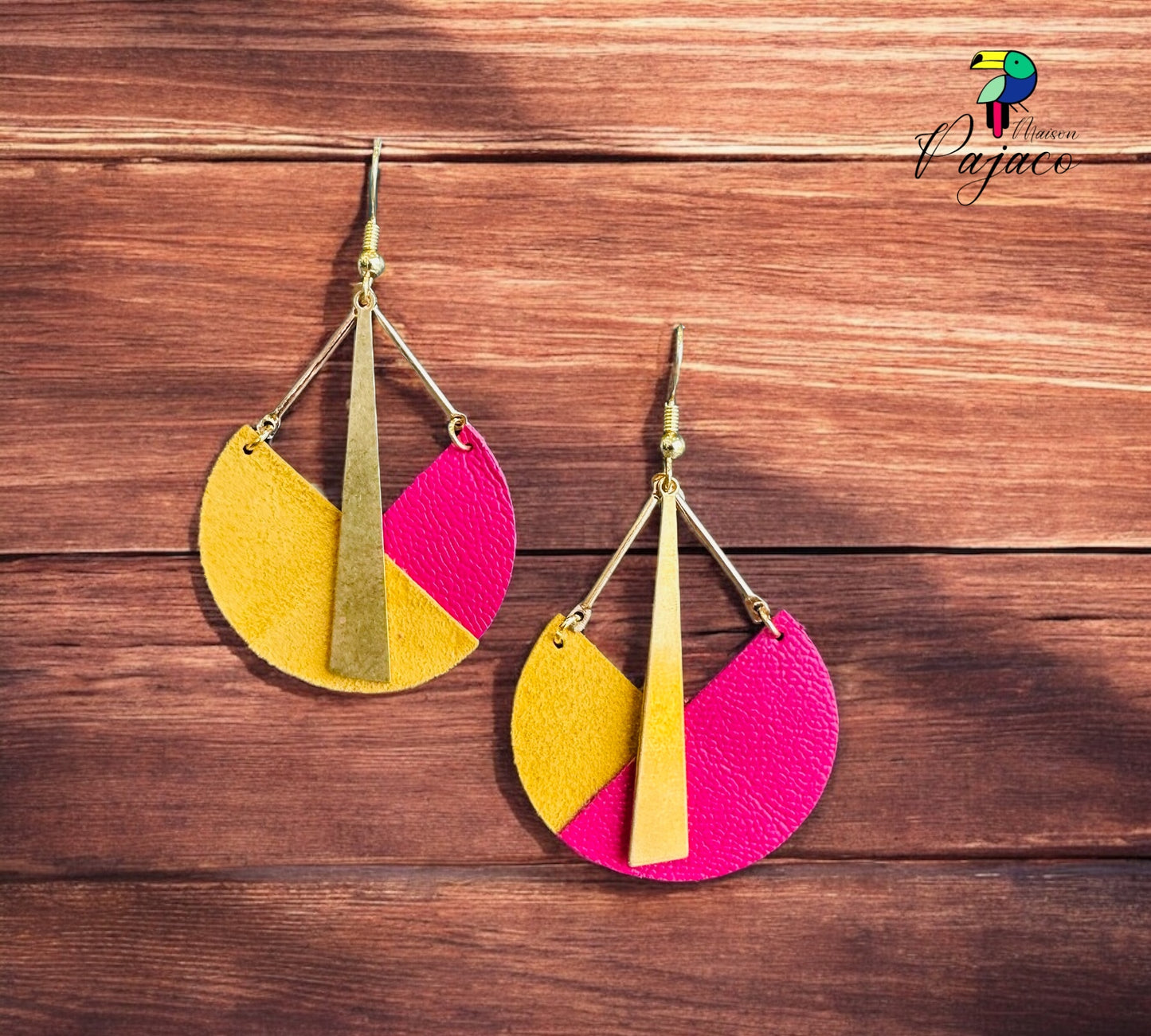 Boucles d’oreilles - 9 ¾ - Fushia et jaune
