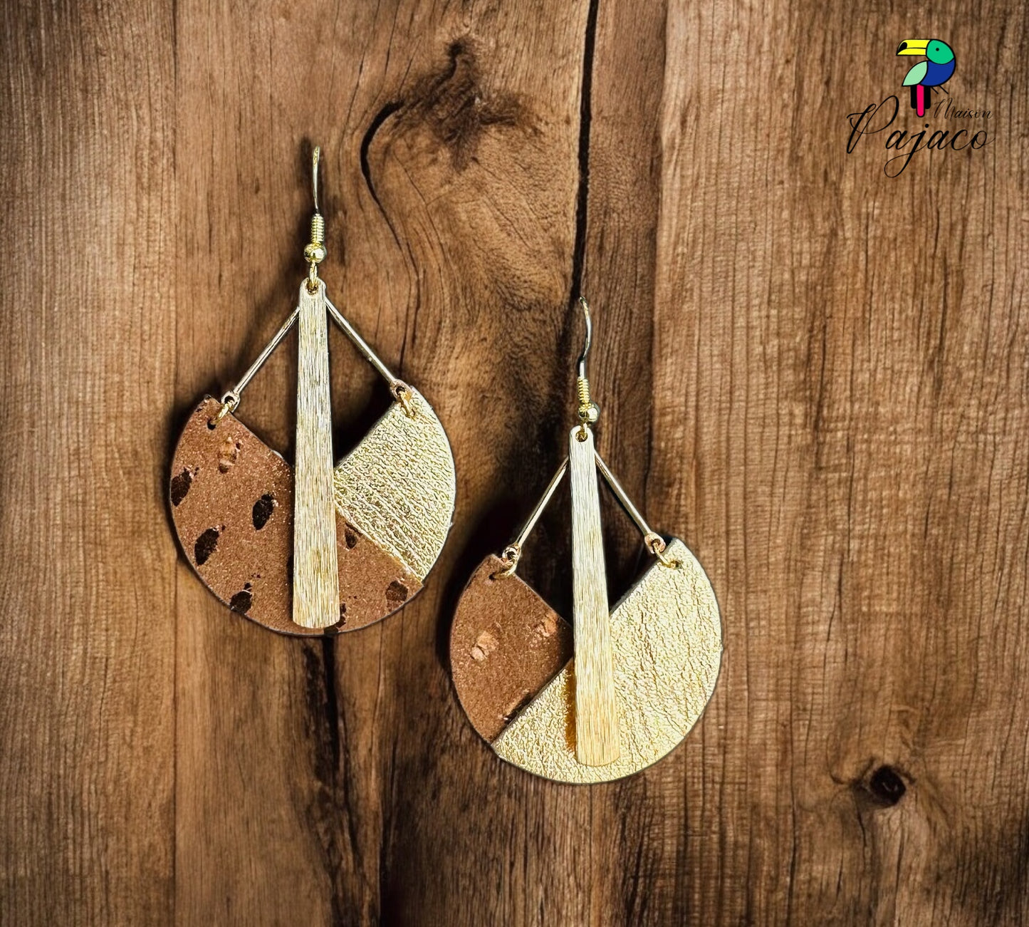 Boucles d’oreilles - 9 ¾ - marron et doré
