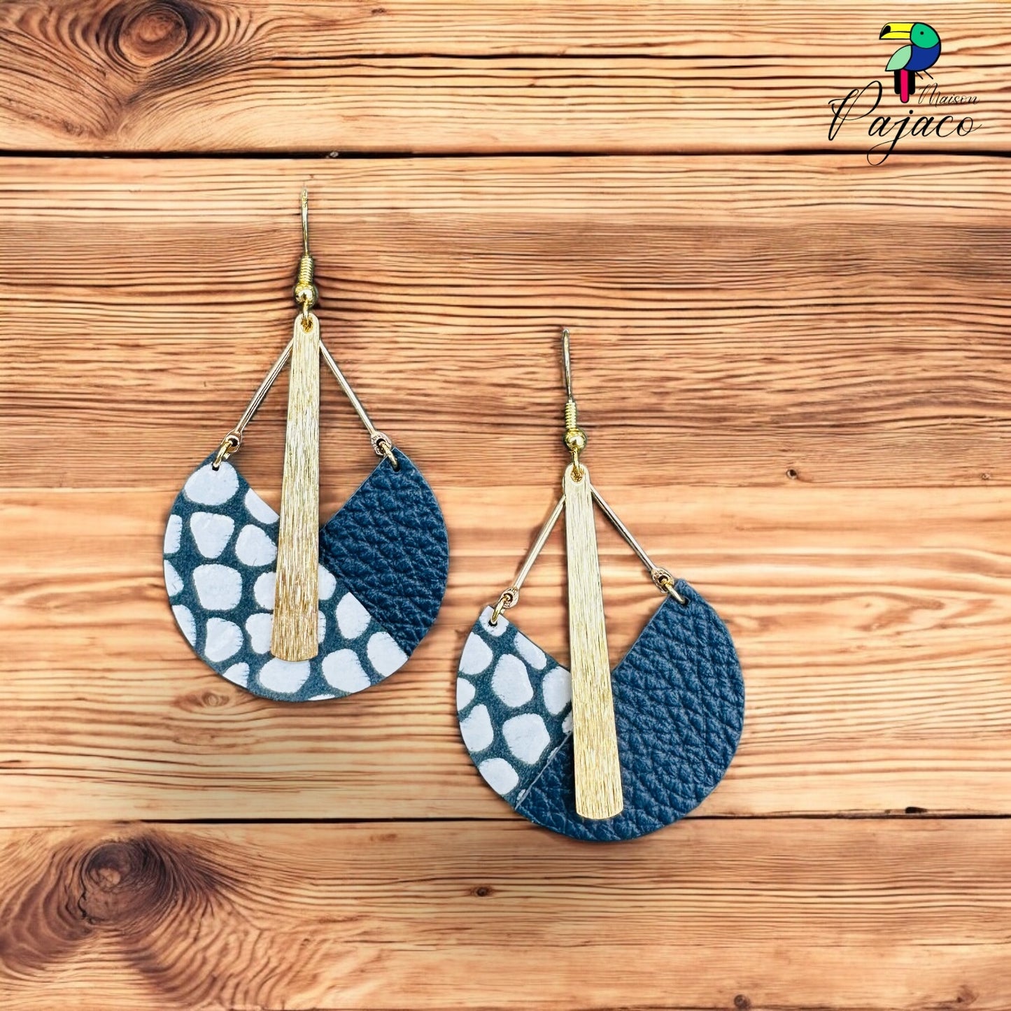Boucles d’oreilles - 9 ¾ - Bleu navy et bleu moucheté