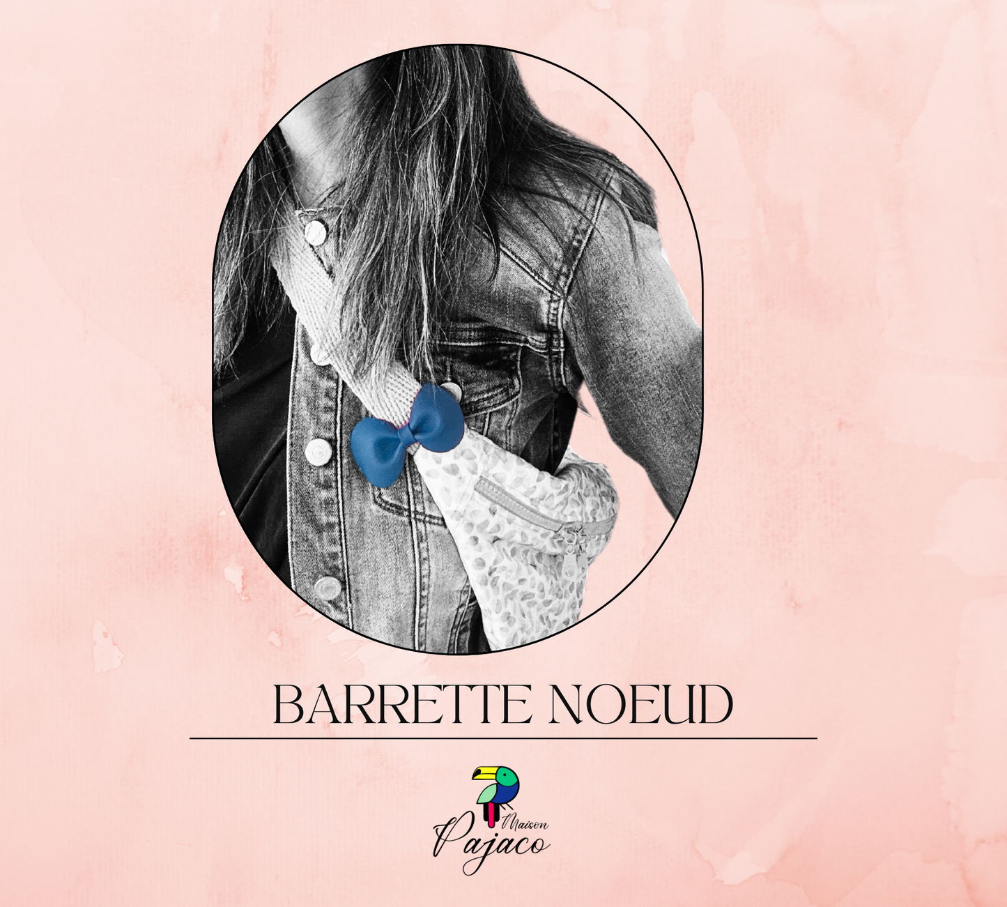 Barrette noeud en cuir - Bleu