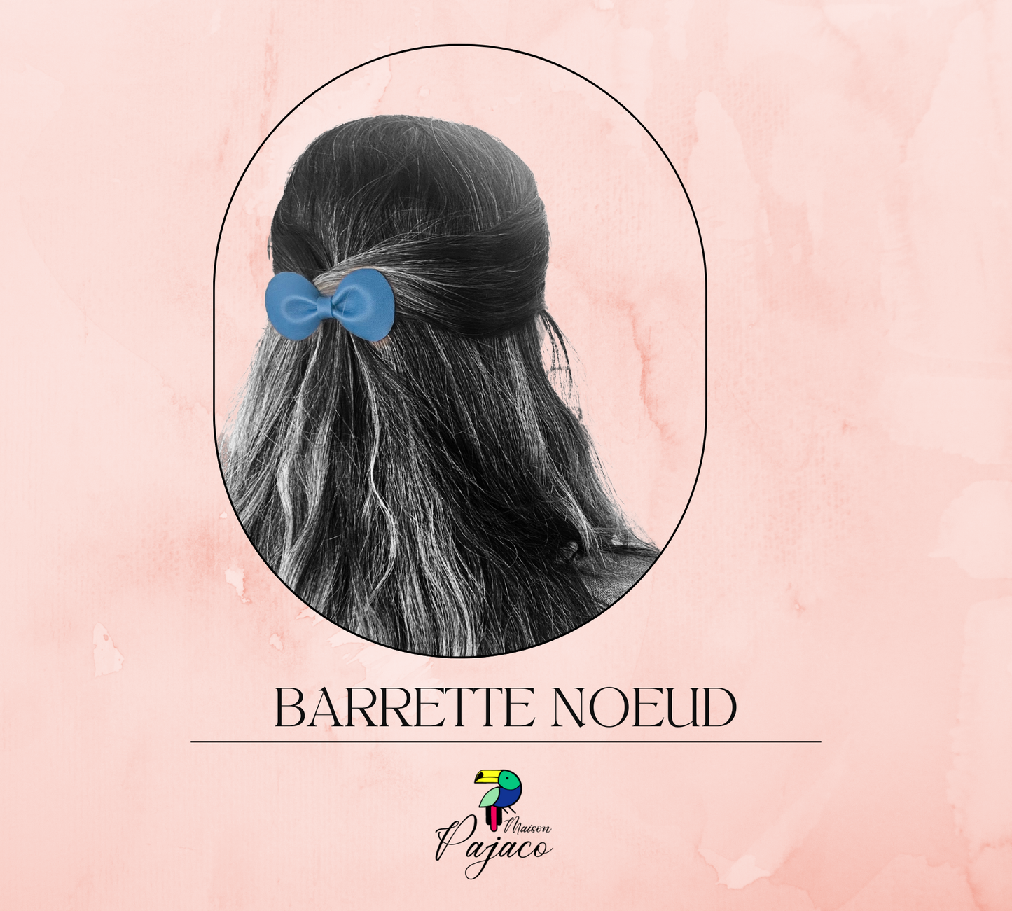 Barrette noeud en cuir - Bleu