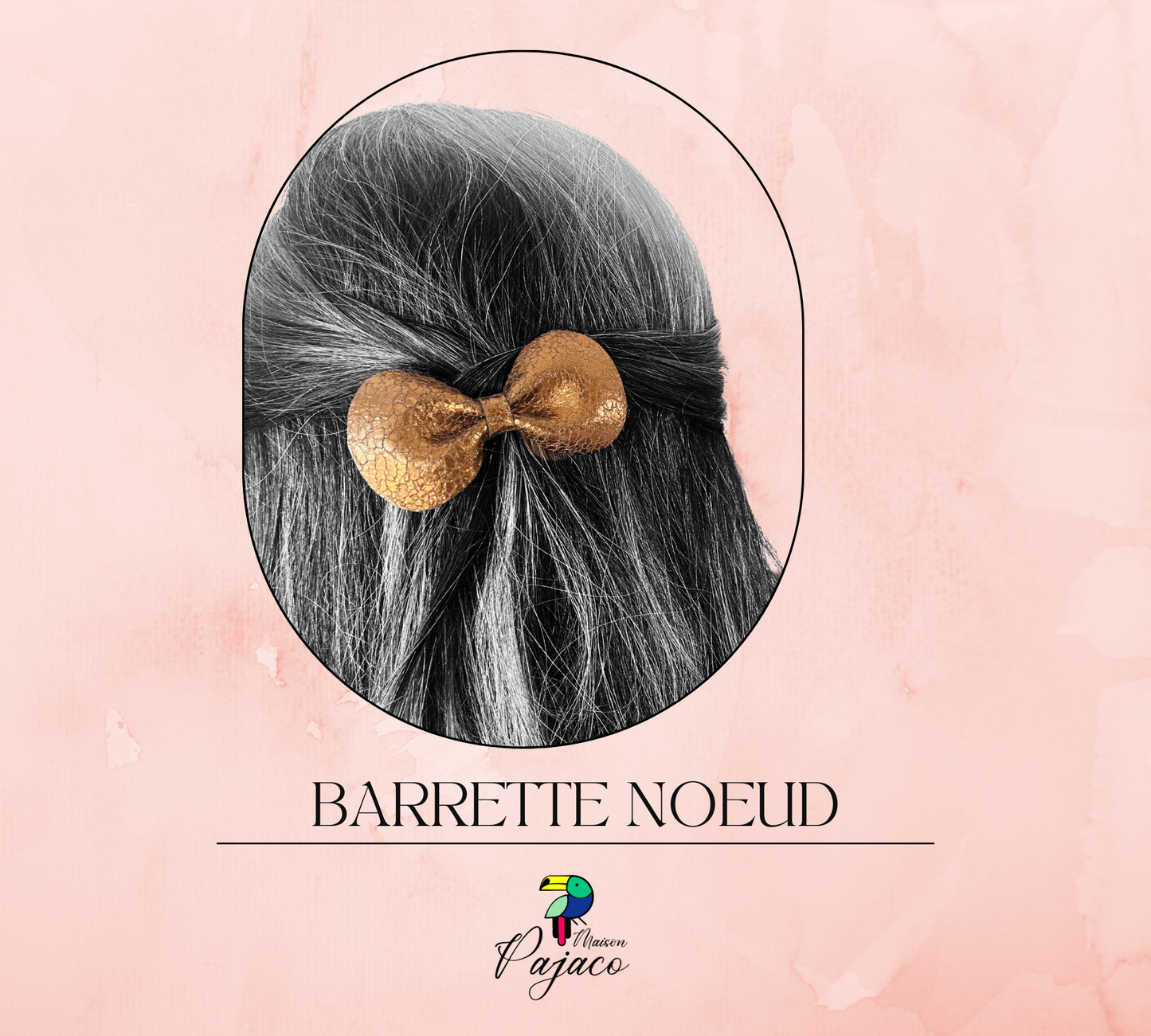 Barrette noeud en cuir - Cuivre