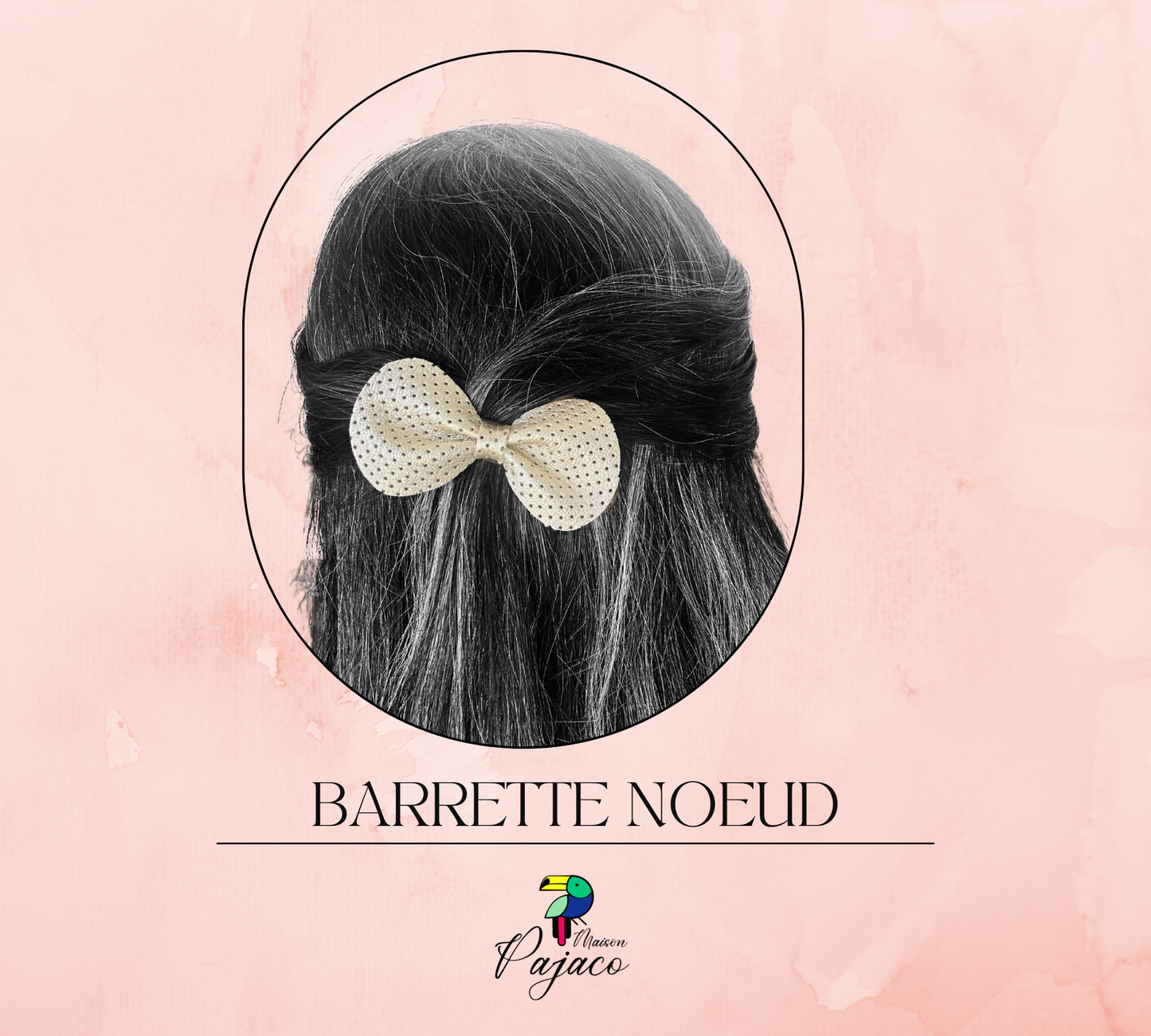 Barrette noeud en cuir - Doré beigé perforé