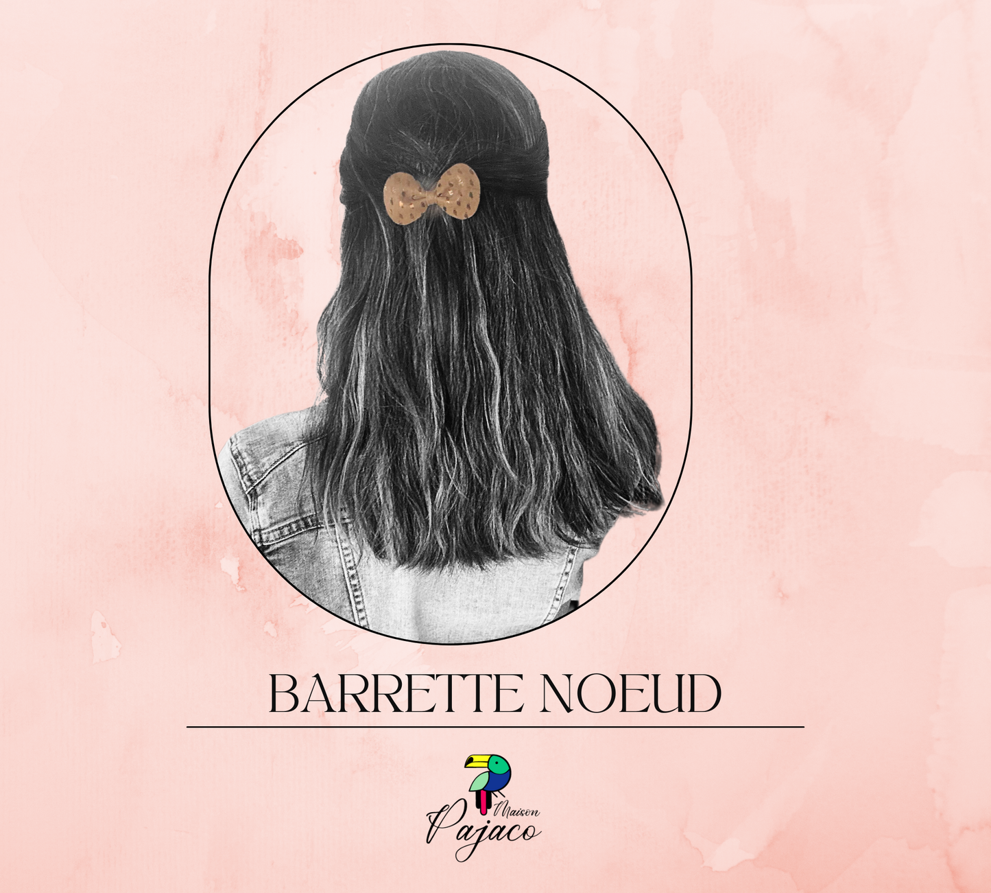 Barrette noeud en cuir - Marron gouttes cuivrées