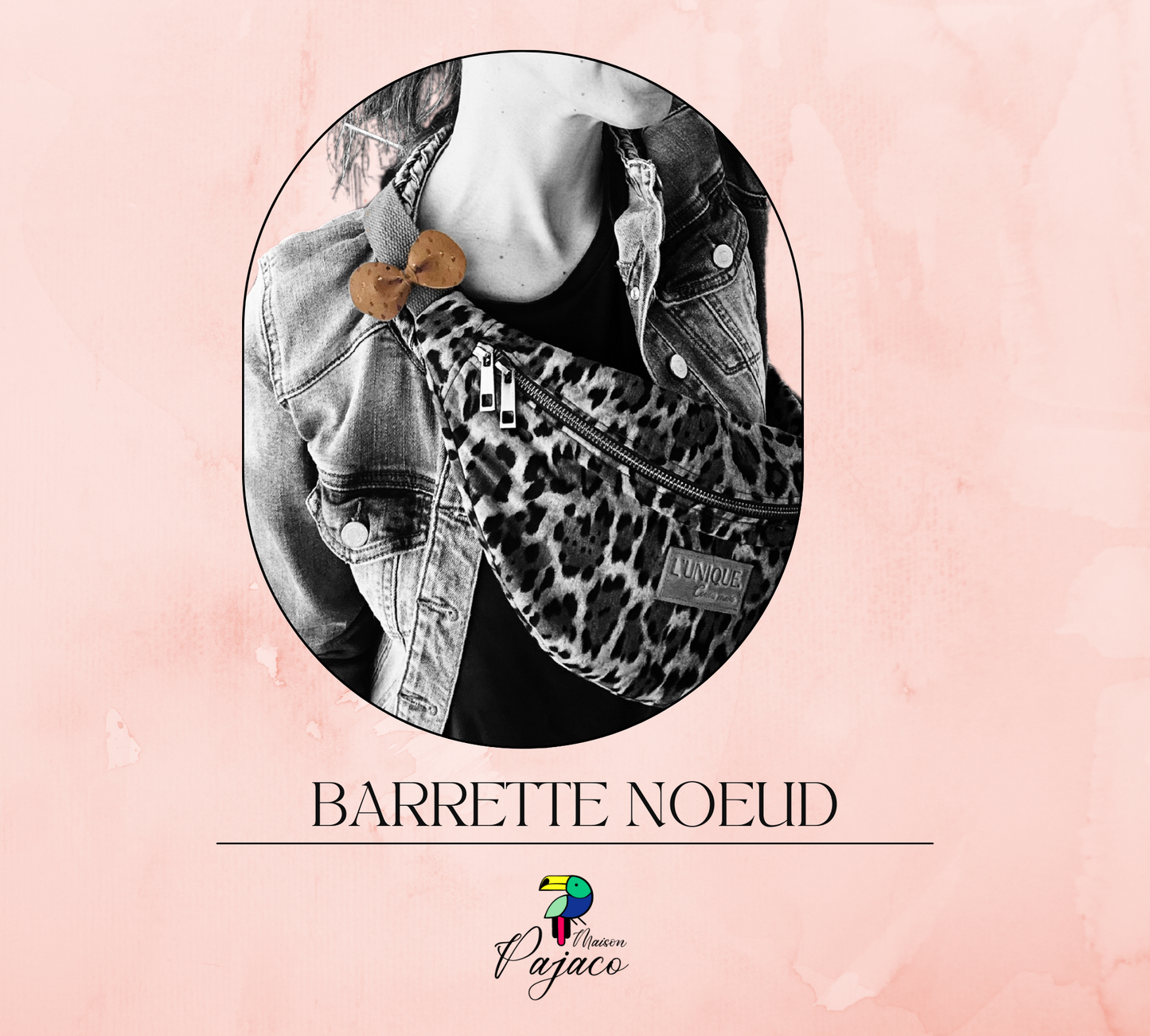 Barrette noeud en cuir - Marron gouttes cuivrées