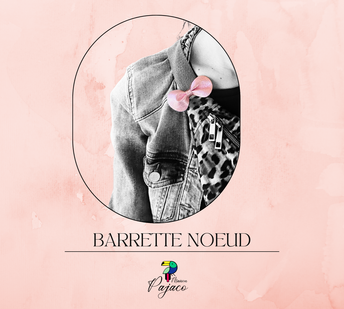 Barrette noeud en cuir - Rose