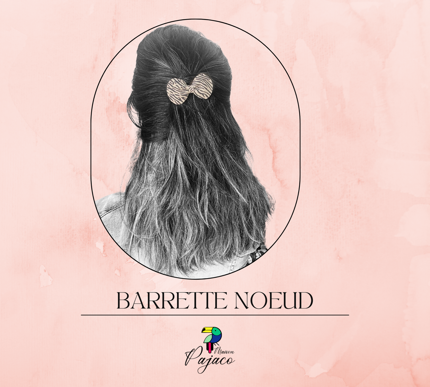 Barrette noeud en cuir - Zèbre