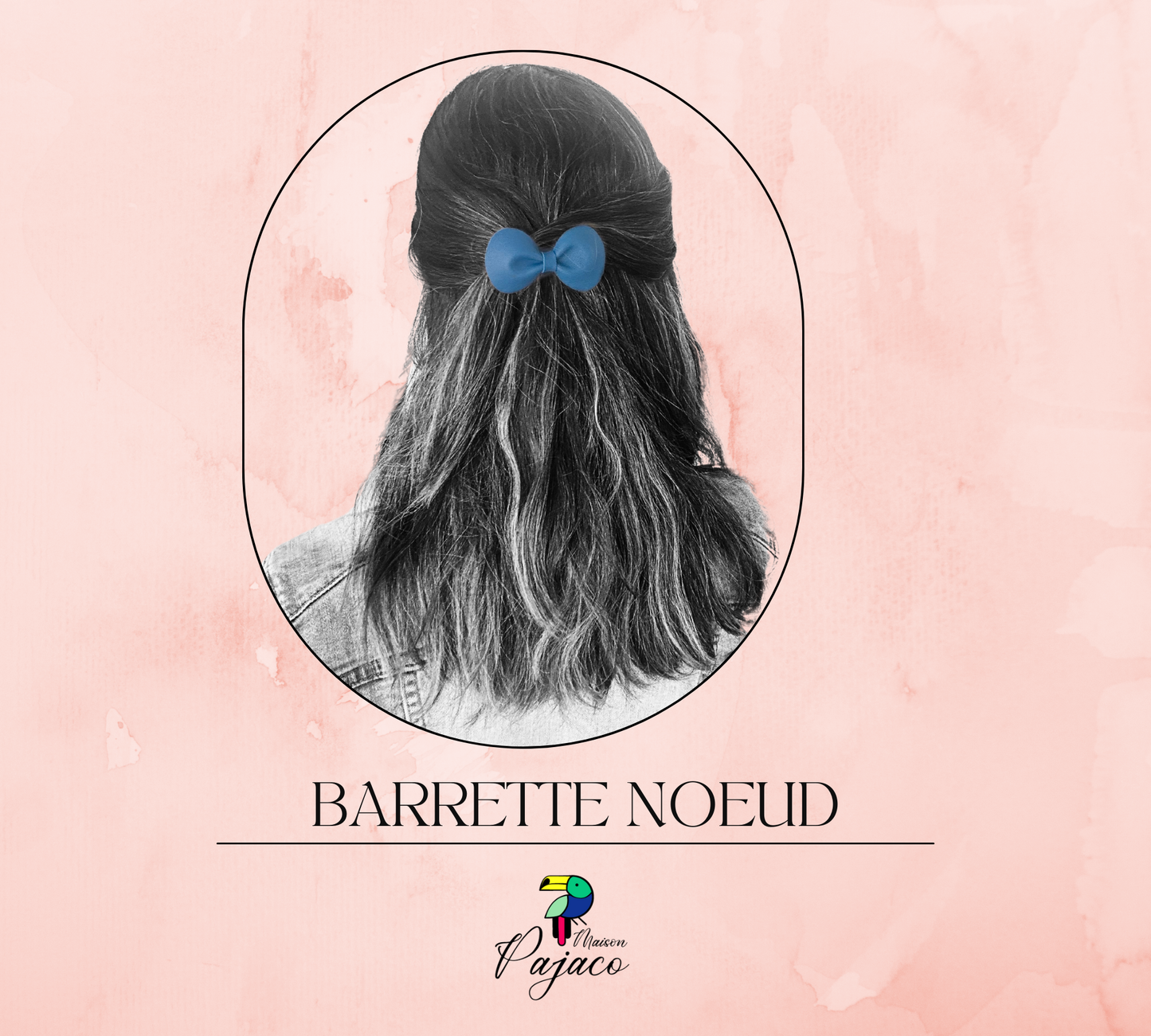 Barrette noeud en cuir - Bleu