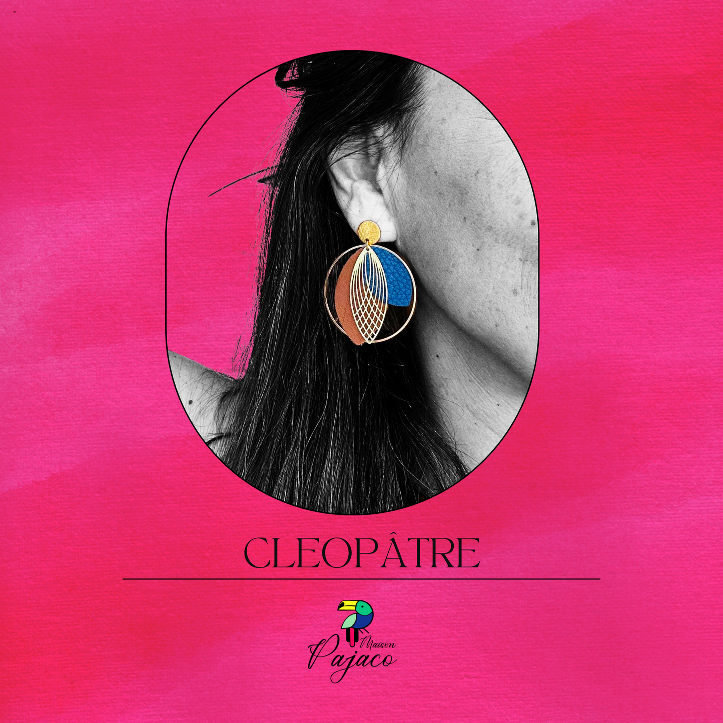 Boucles d'oreilles - Cléopâtre - Bleu et marron