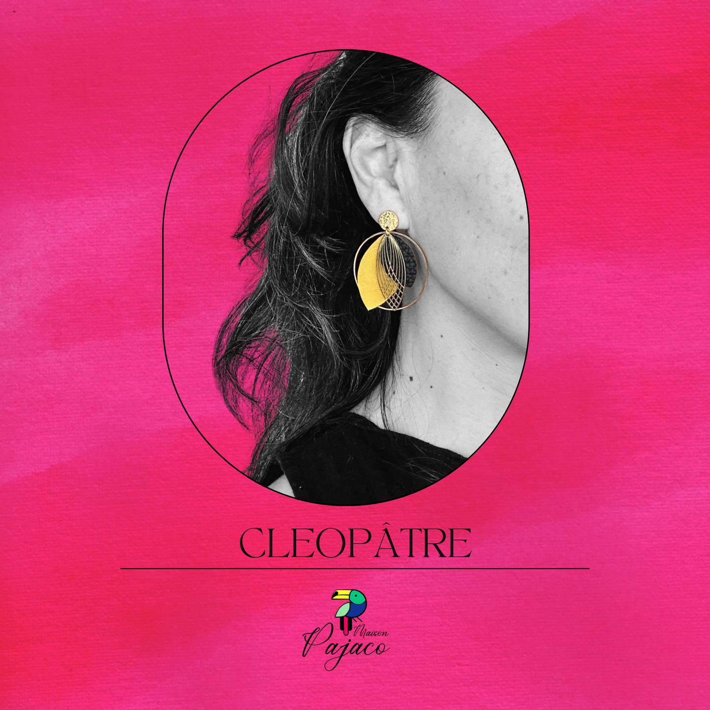 Boucles d'oreilles - Cléopâtre - Noir et jaune