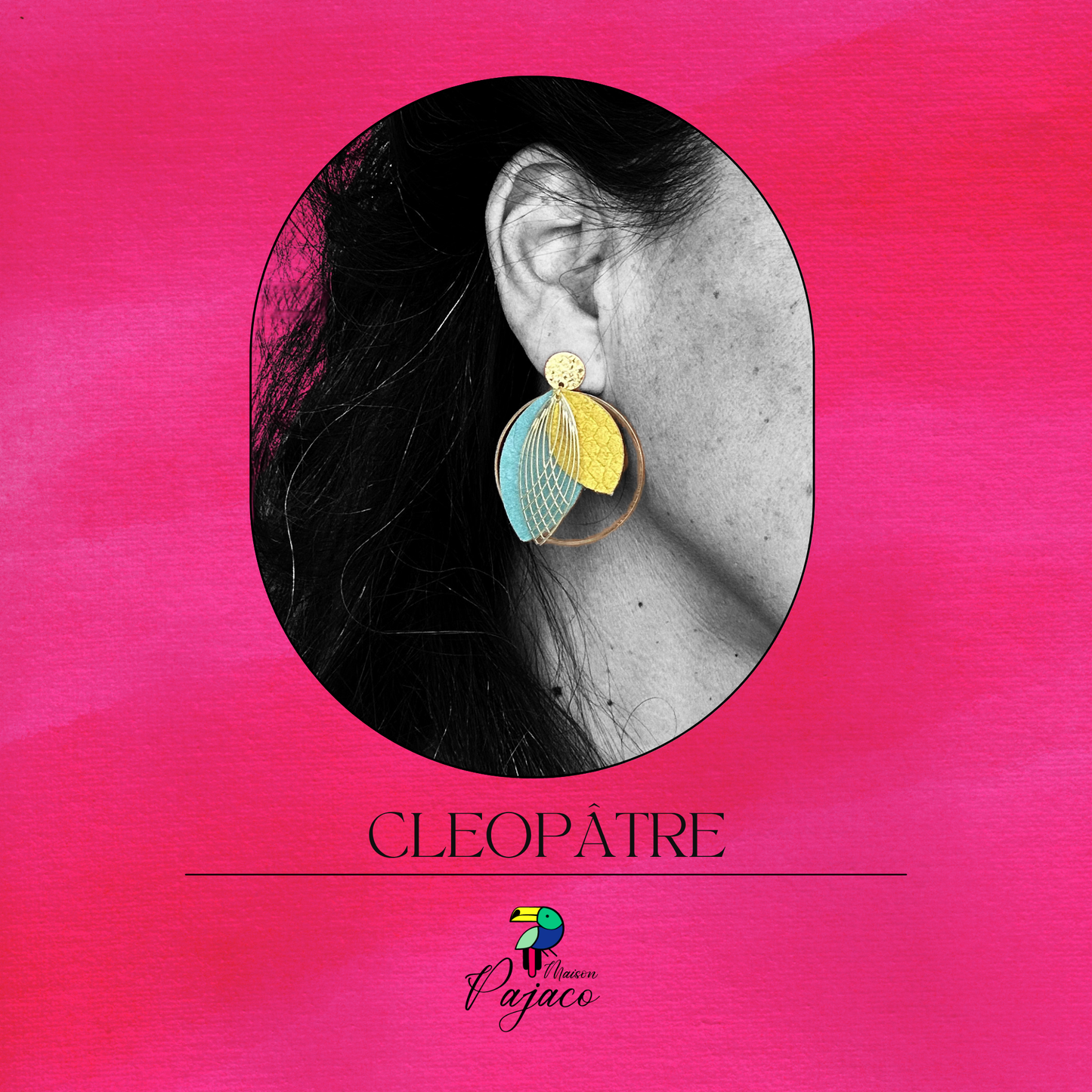Boucles d'oreilles - Cléopâtre - Jaune et turquoise