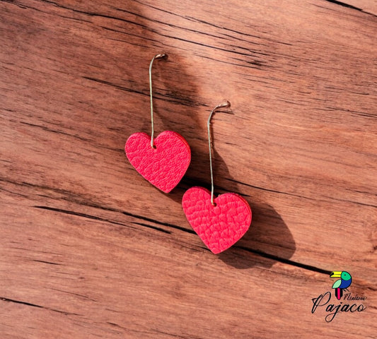 Boucles d'oreilles - Coeur léger - cuir corail