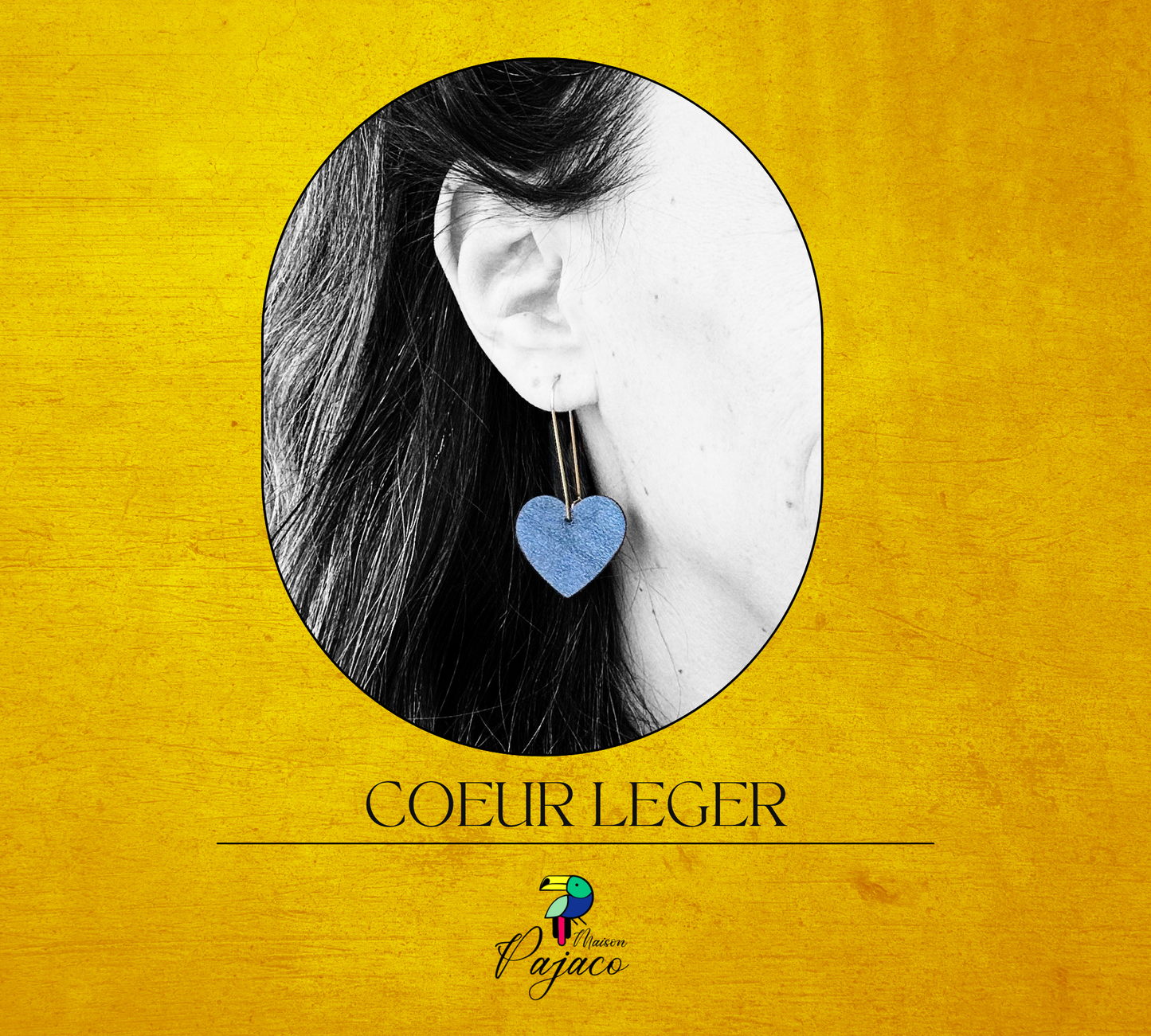 Boucles d'oreilles - Coeur léger - Cuir bleu nuit