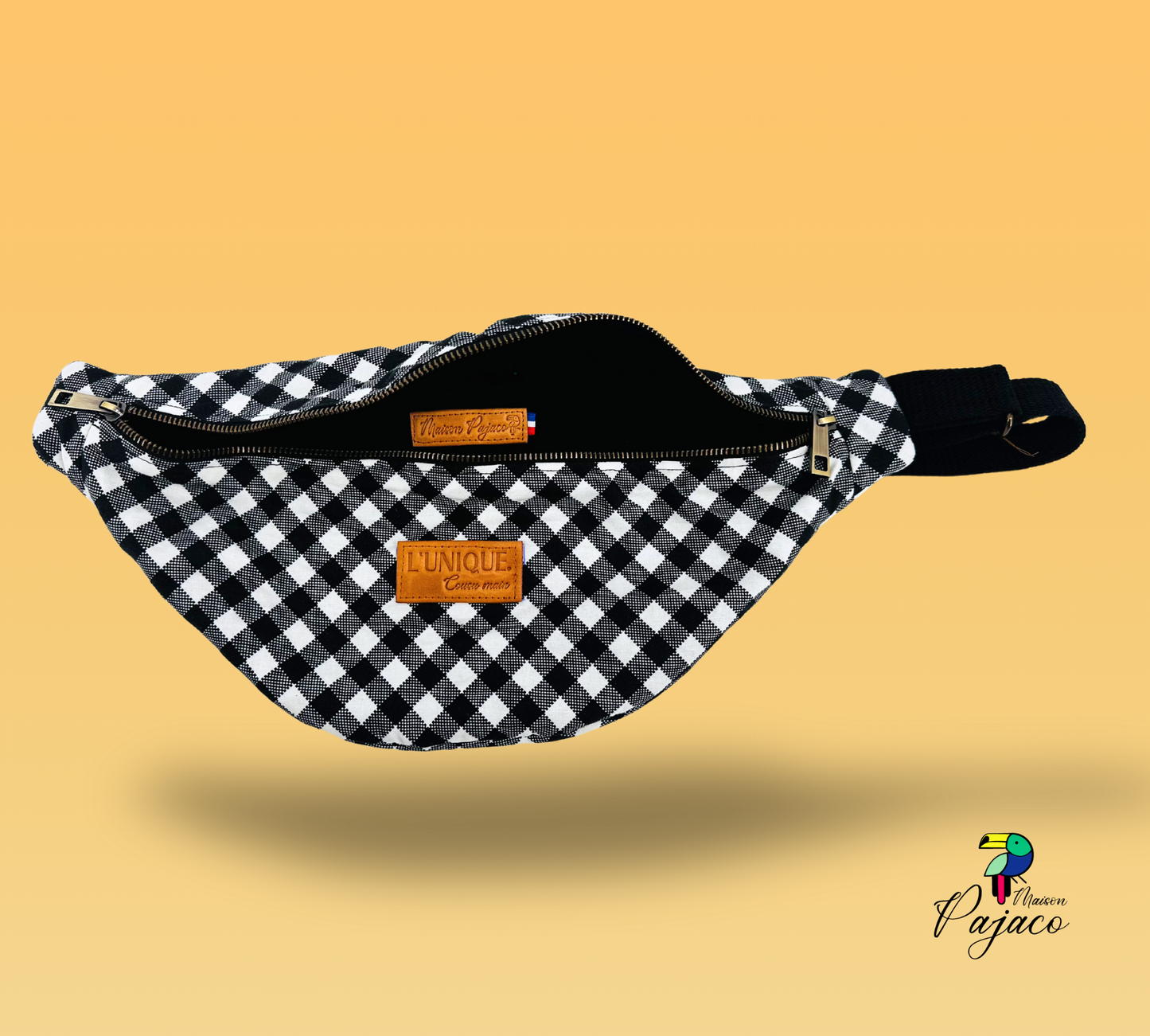 Banane L'Unique M - Damier noir et blanc