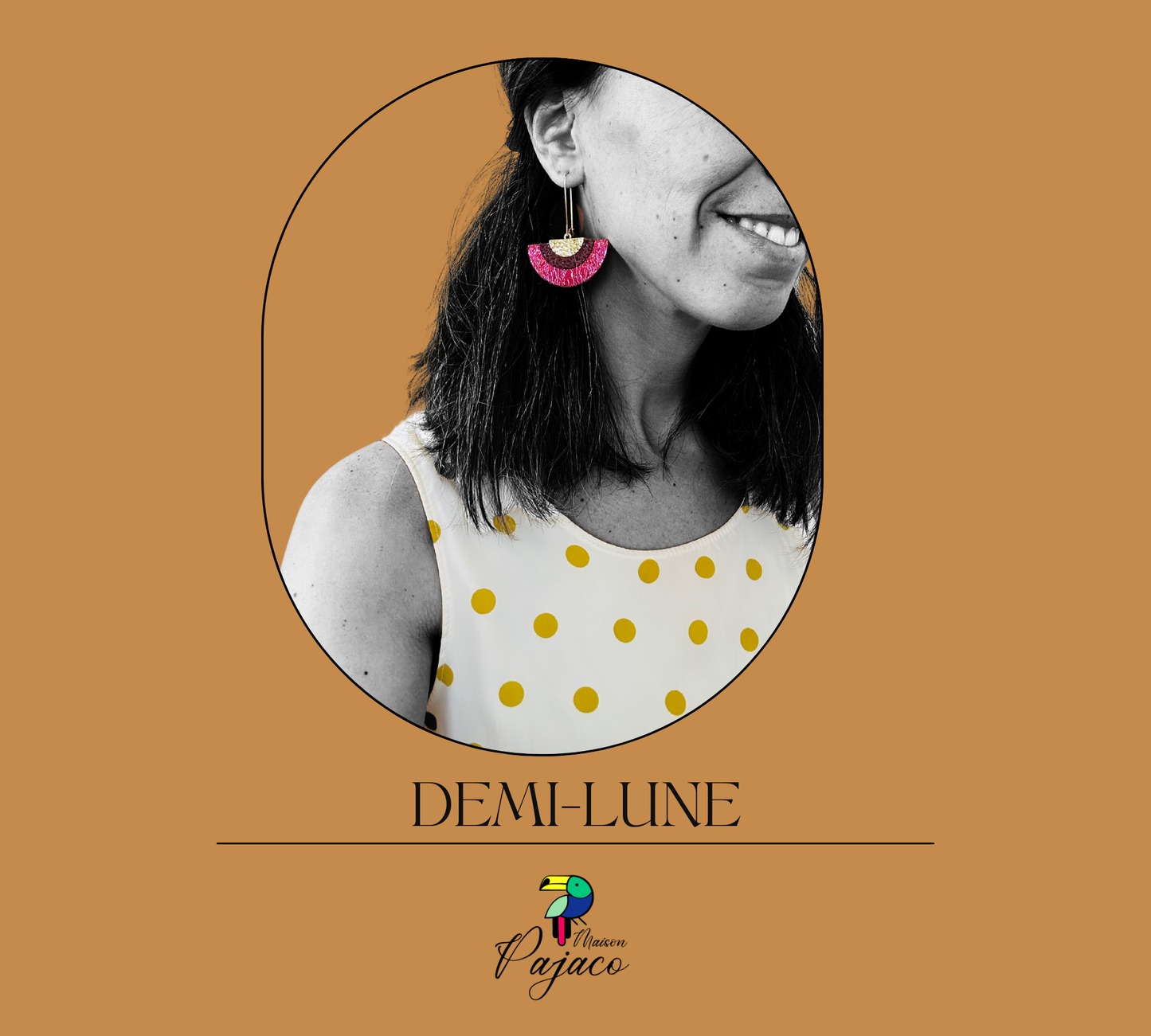 Boucles d'oreilles - Demi-lune rose