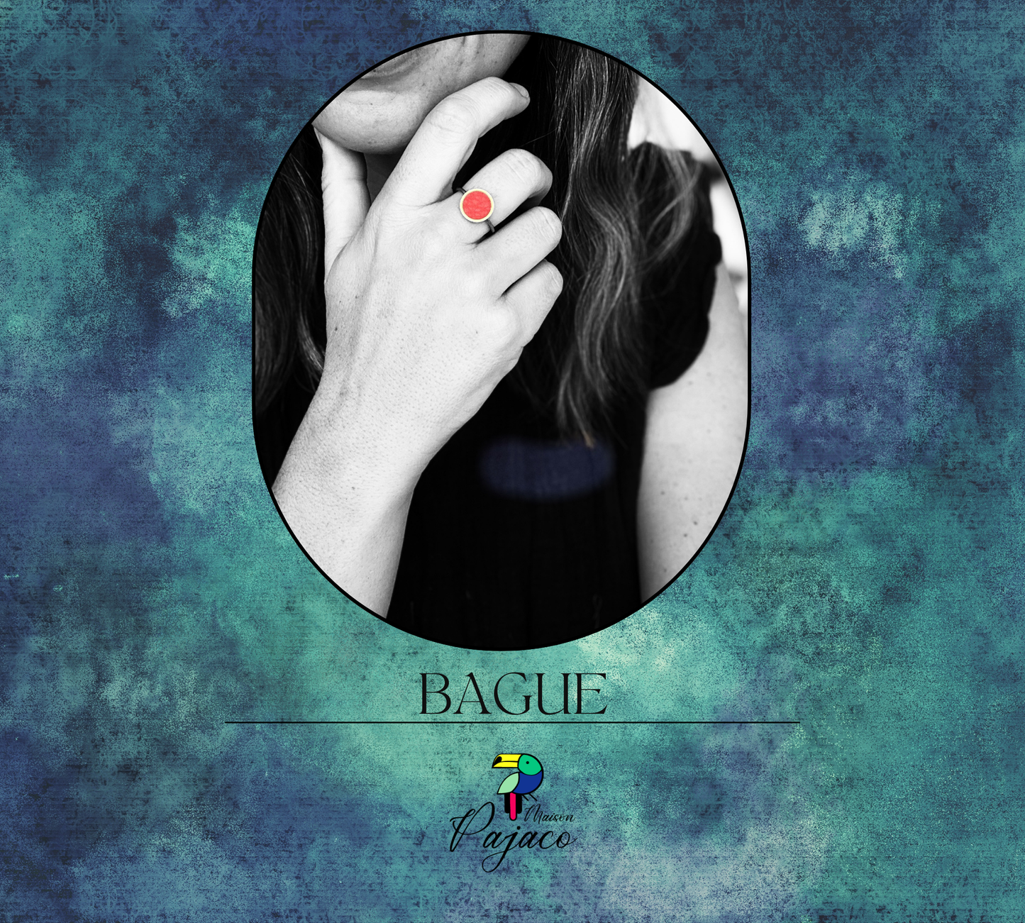 Bague dorée - Cuir corail