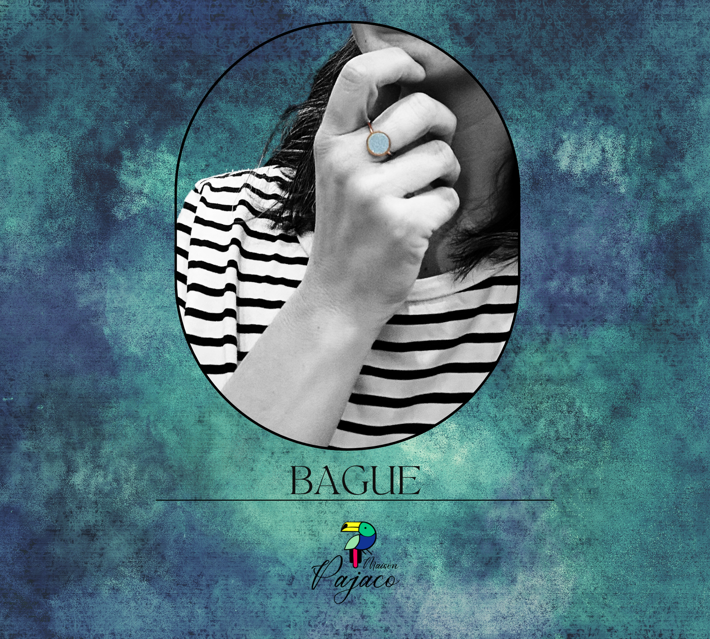 Bague dorée - Cuir doux vert
