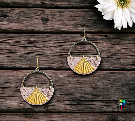 Boucles d'oreilles - Papyrus - Rose écru scintillant