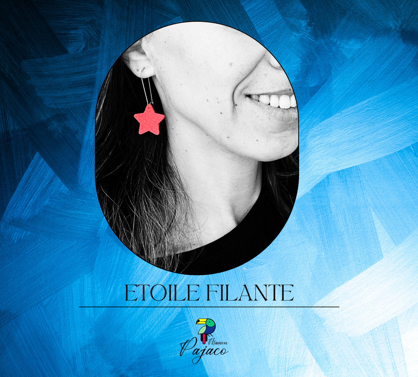 Boucles d'oreilles - Etoile filante corail