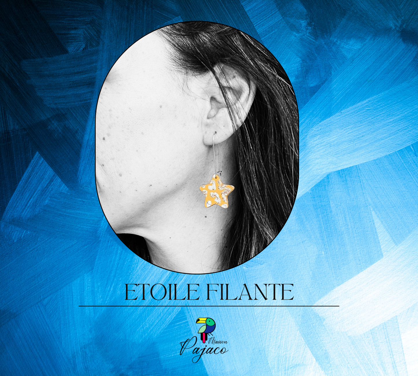 Boucles d'oreilles - Etoile filante cuir graouuu jaune