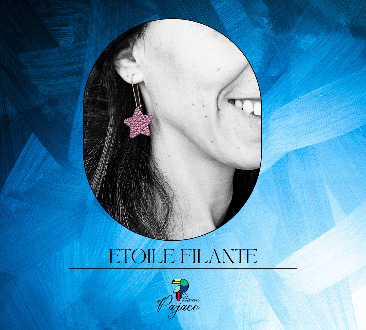 Boucle d'oreille - Etoile filante violet irisé