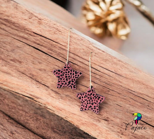 Boucles d'oreilles - Etoile filante violet léopard