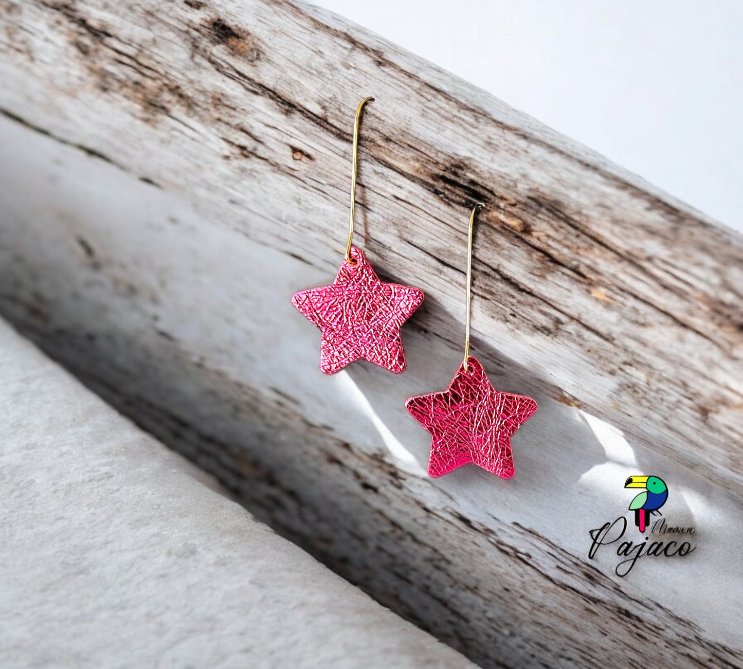 Boucles d'oreilles - Etoile filante rose électrique