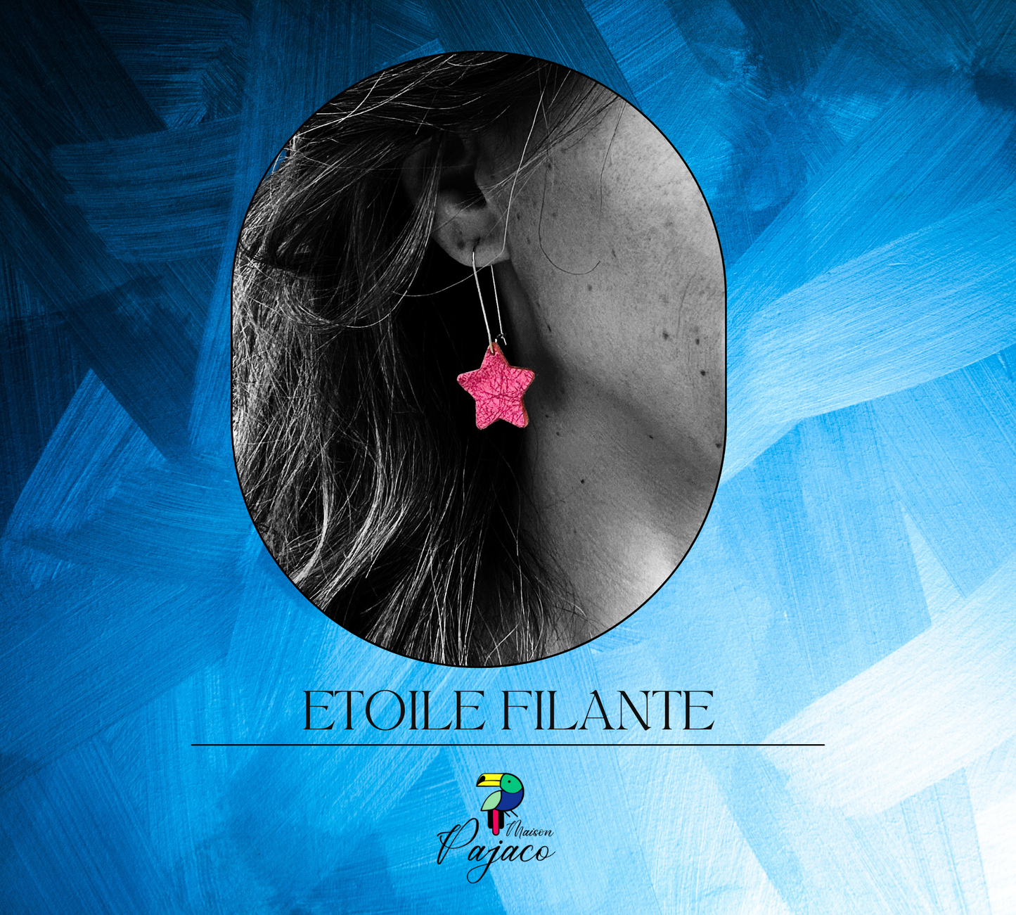 Boucles d'oreilles - Etoile filante rose électrique