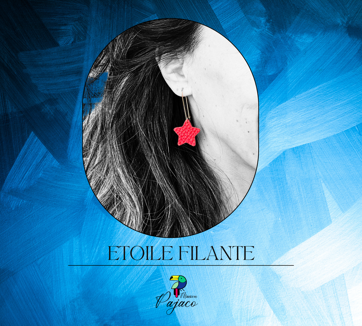 Boucle d'oreille - Etoile filante rouge