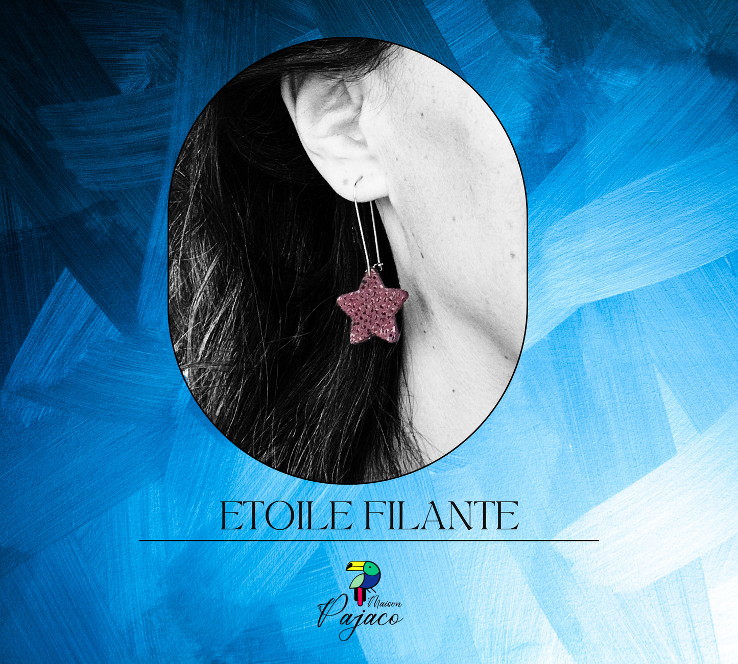 Boucle d'oreille - Etoile filante violet léopard