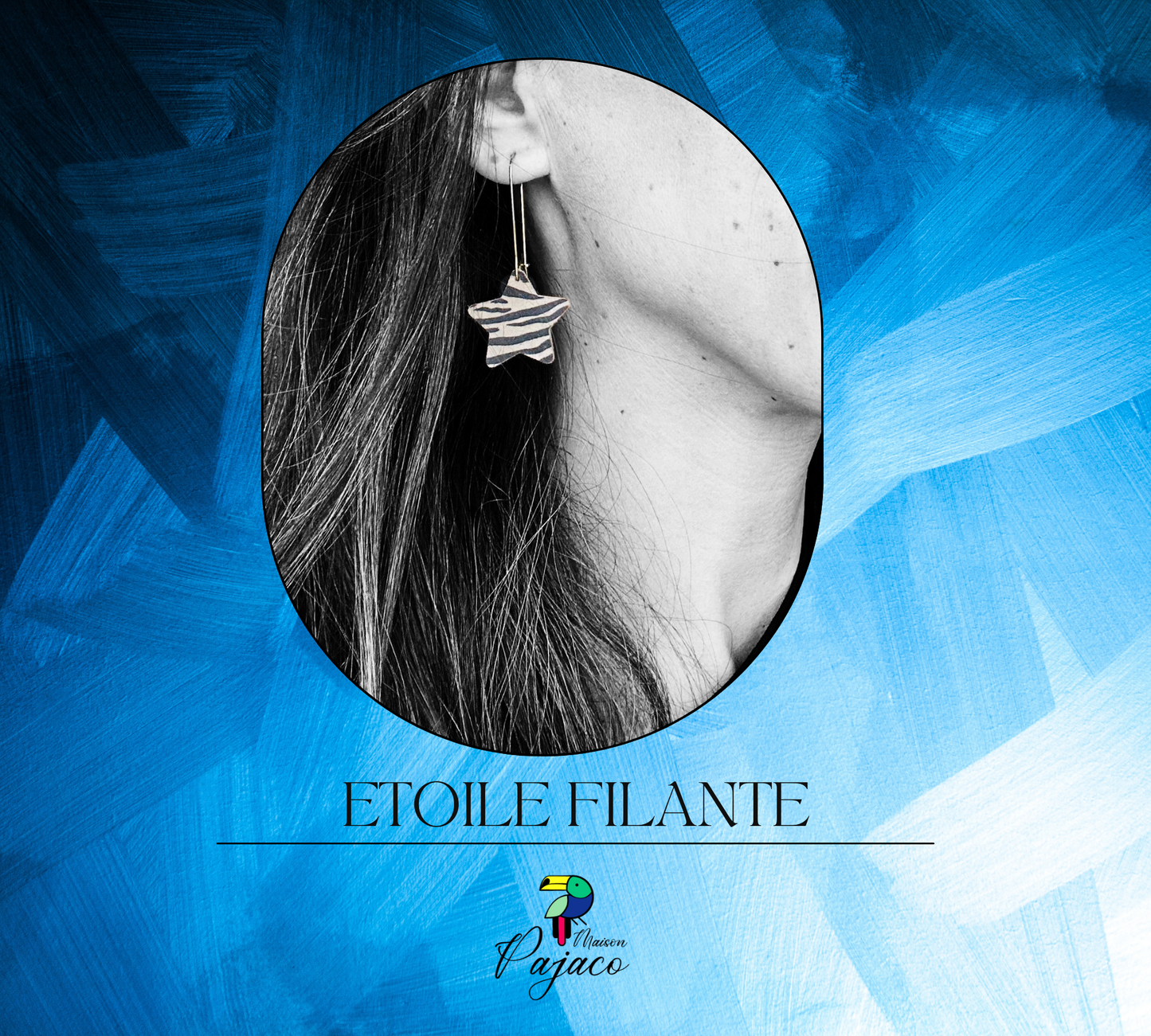 Boucles d'oreilles - Etoile filante zébrée