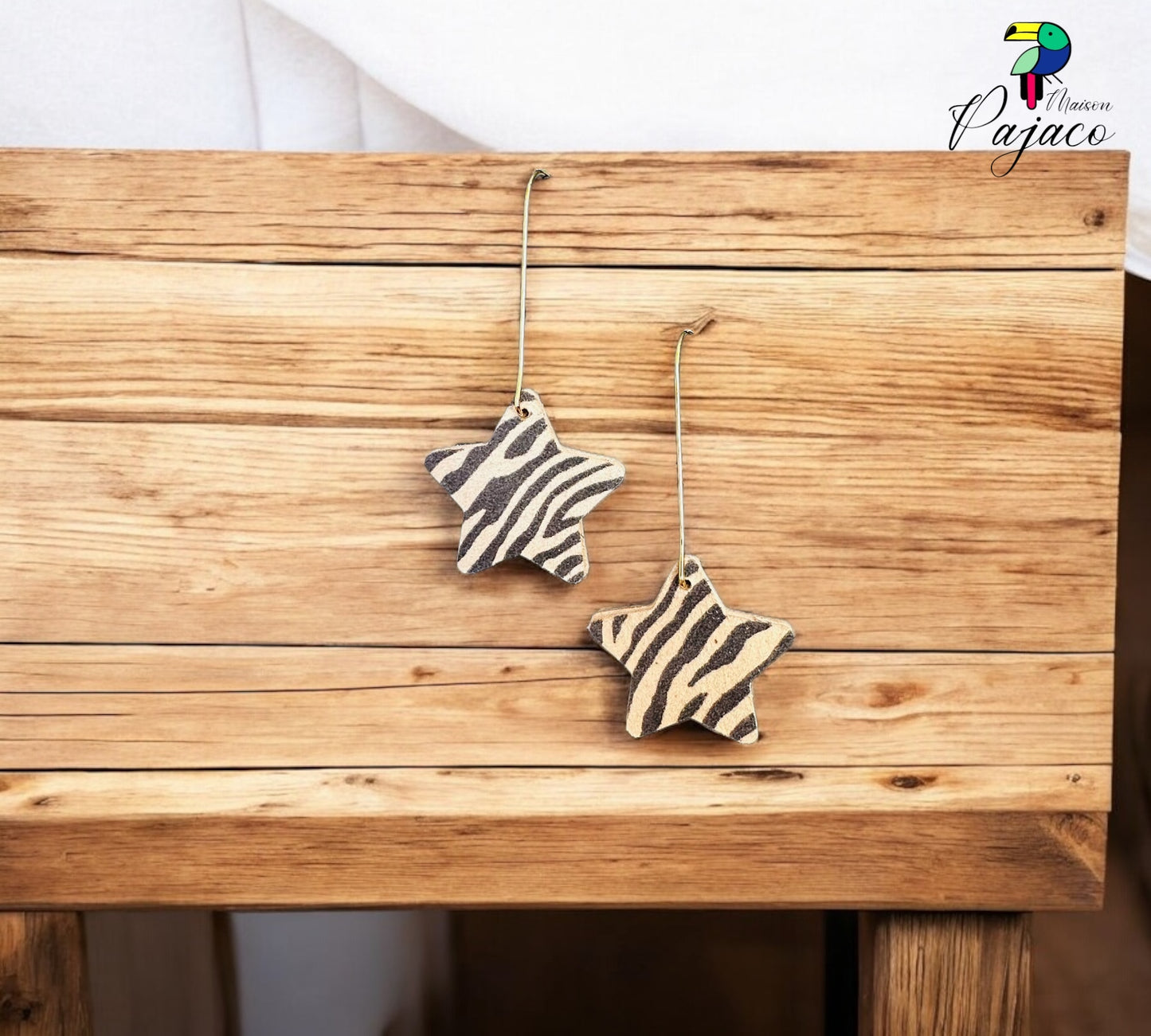 Boucles d'oreilles - Etoile filante zébrée