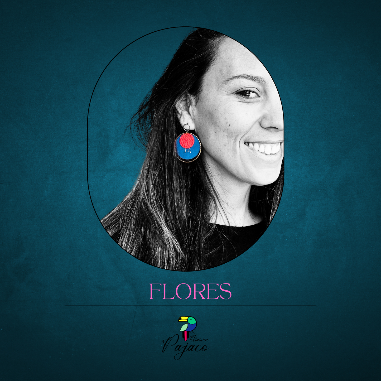 Boucles d'oreilles - Flores (4 cm) - Bleu et corail