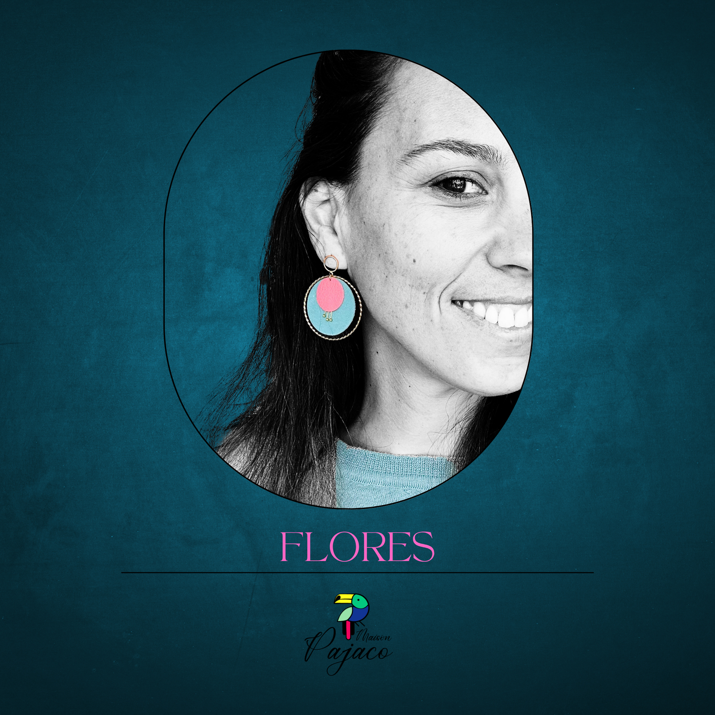 Boucles d'oreilles - Flores (4 cm) - Turquoise et rose