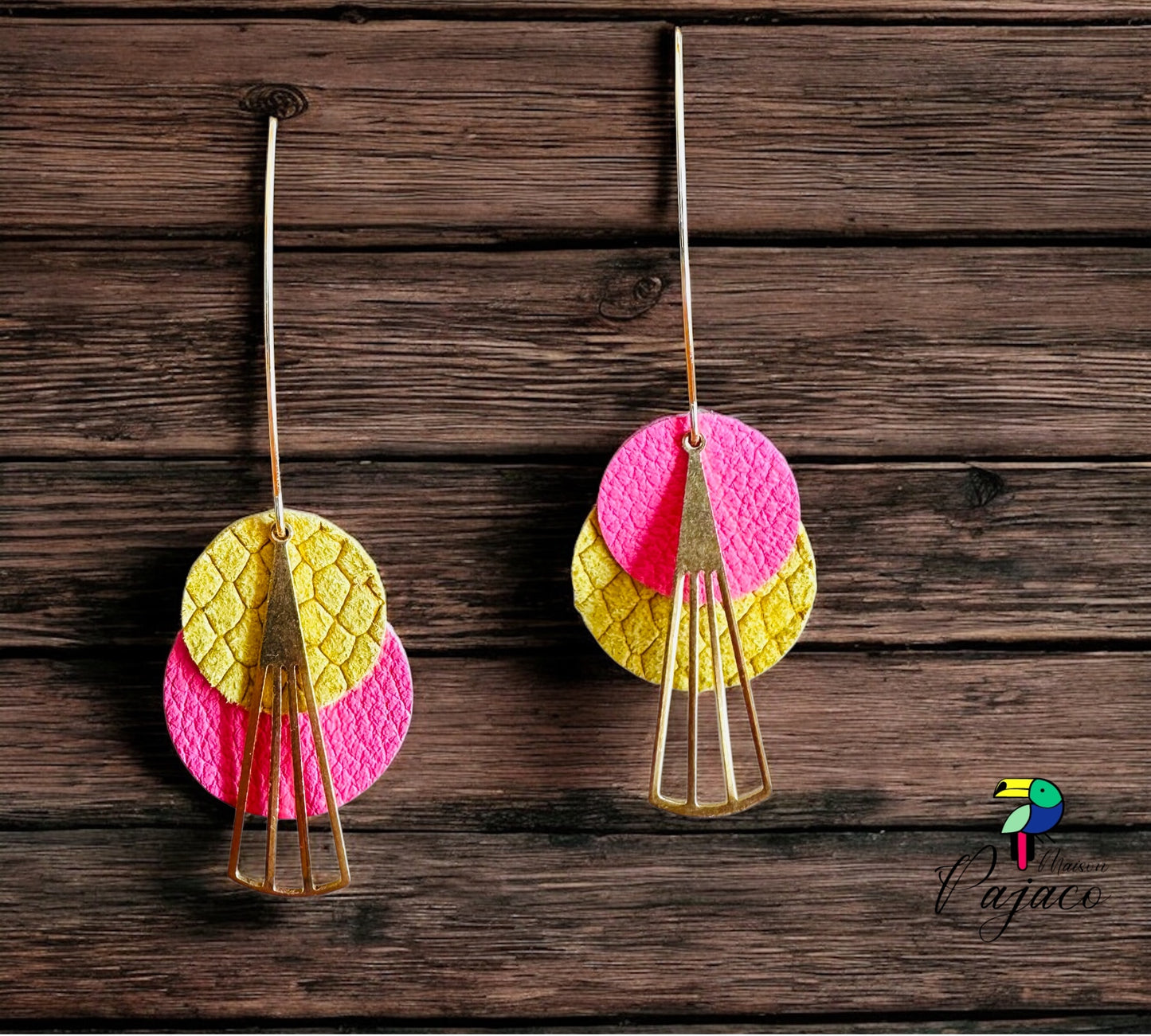 Boucles d'oreilles - Vice et Versa -  Rose et jaune