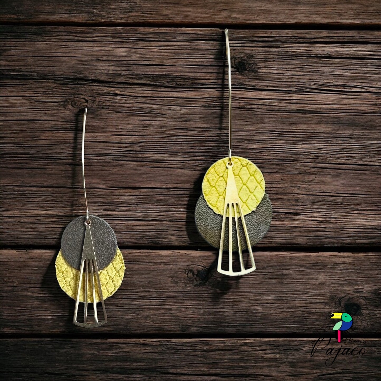 Boucles d'oreilles - Vice et Versa -  Kaki et jaune