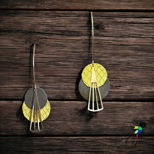 Boucles d'oreilles - Vice et Versa -  Kaki et jaune
