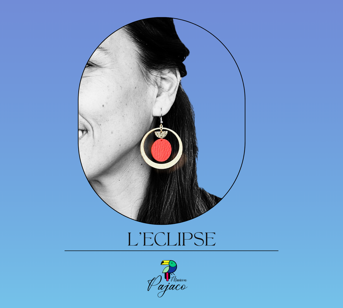 Boucle d'oreille - L'éclipse - corail