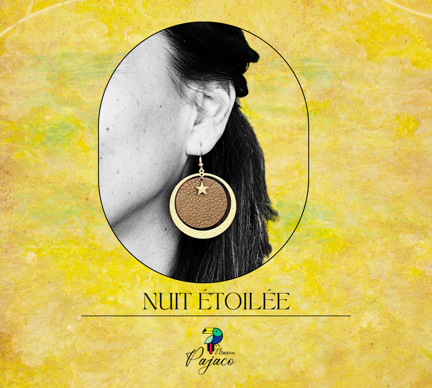 Boucle d'oreille - Nuit étoilée - Marron irisé