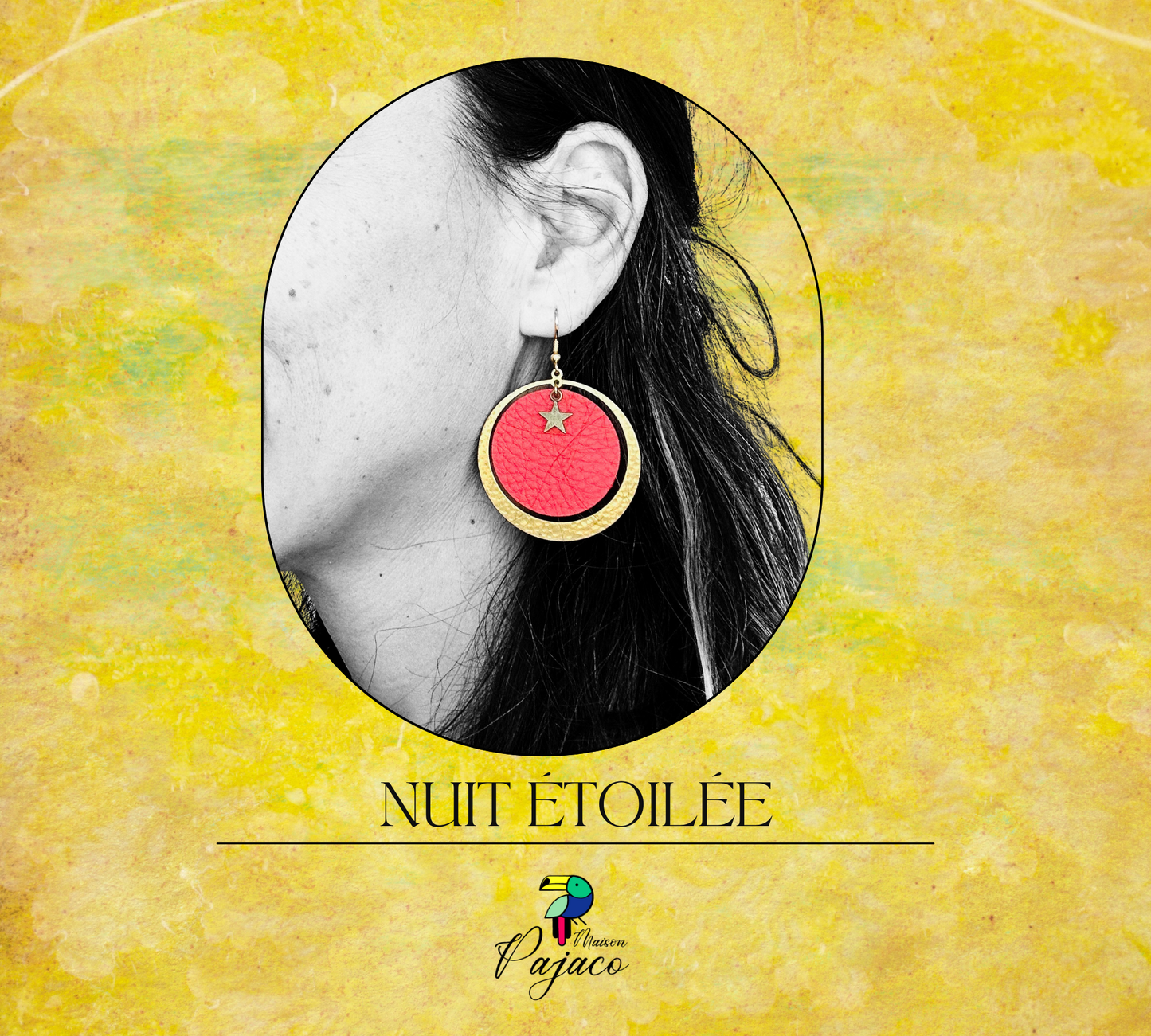 Boucle d'oreille - Nuit étoilée - Corail