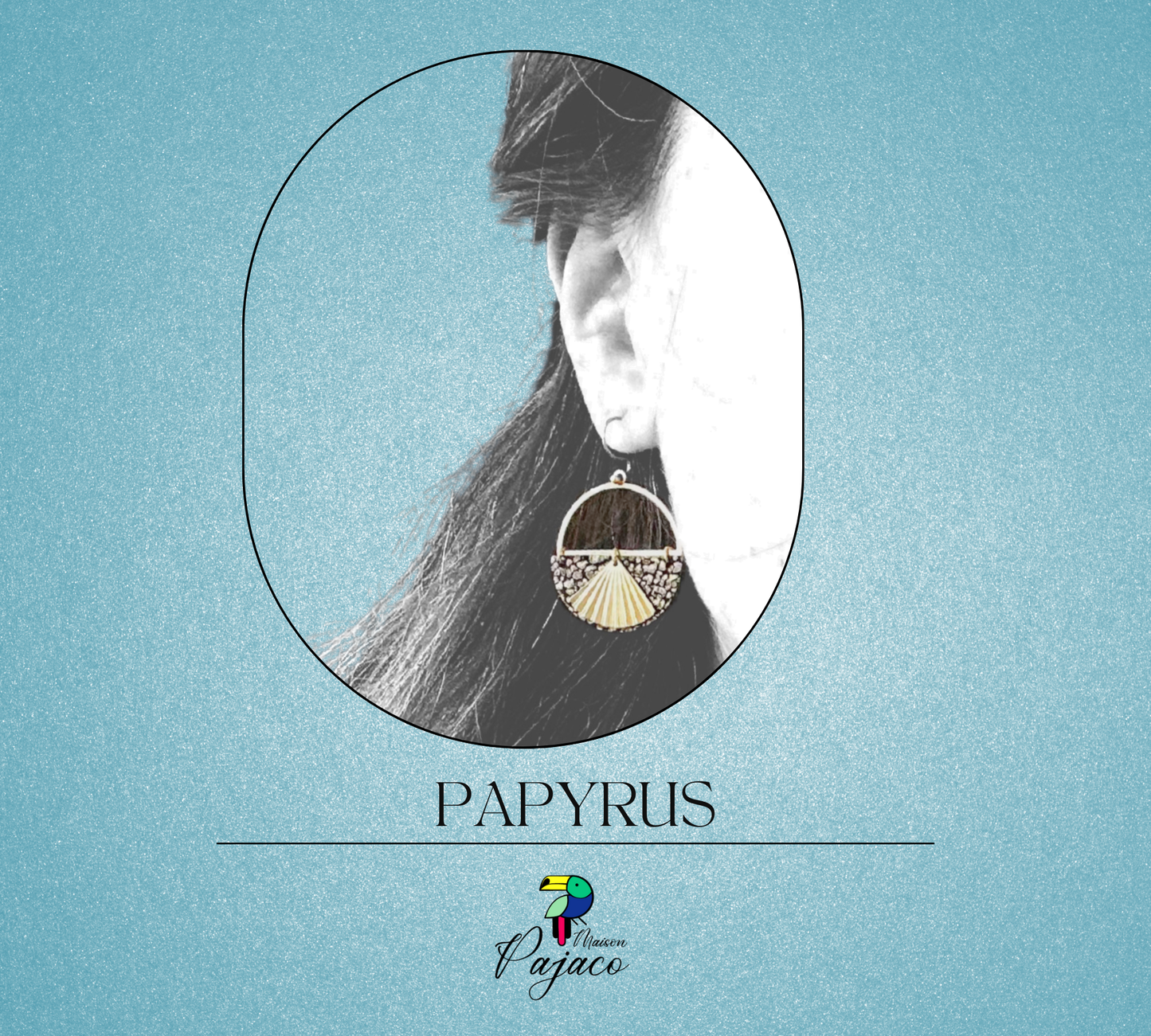 Boucles d'oreilles - Papyrus - Noir étincelle dorée
