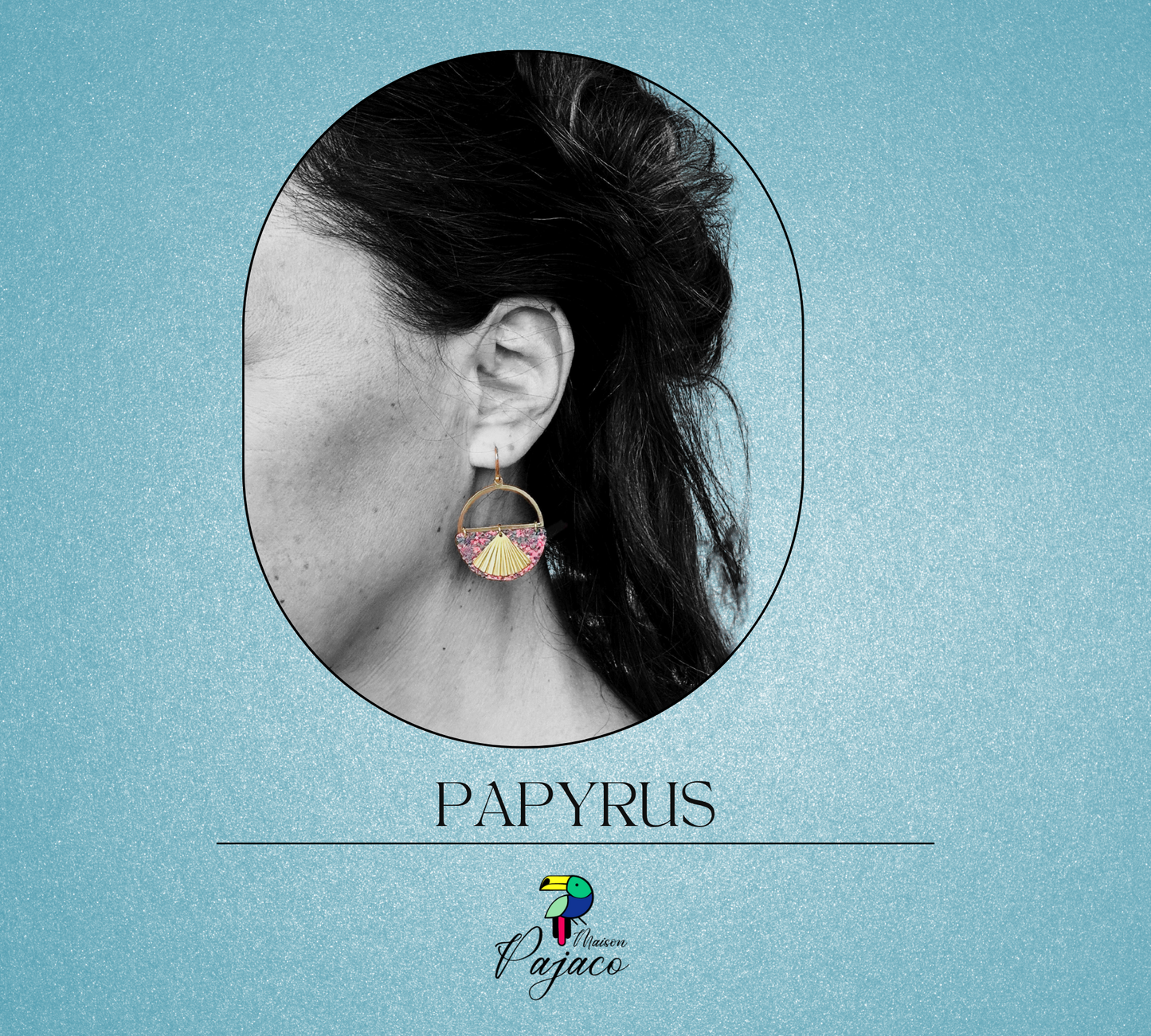 Boucles d'oreilles - Papyrus - Glitter corail / vert
