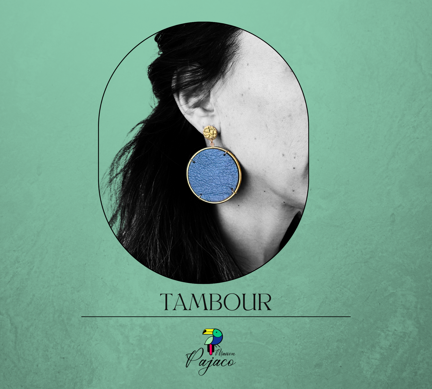 Boucles d'oreilles - Tambour - Bleu nuit