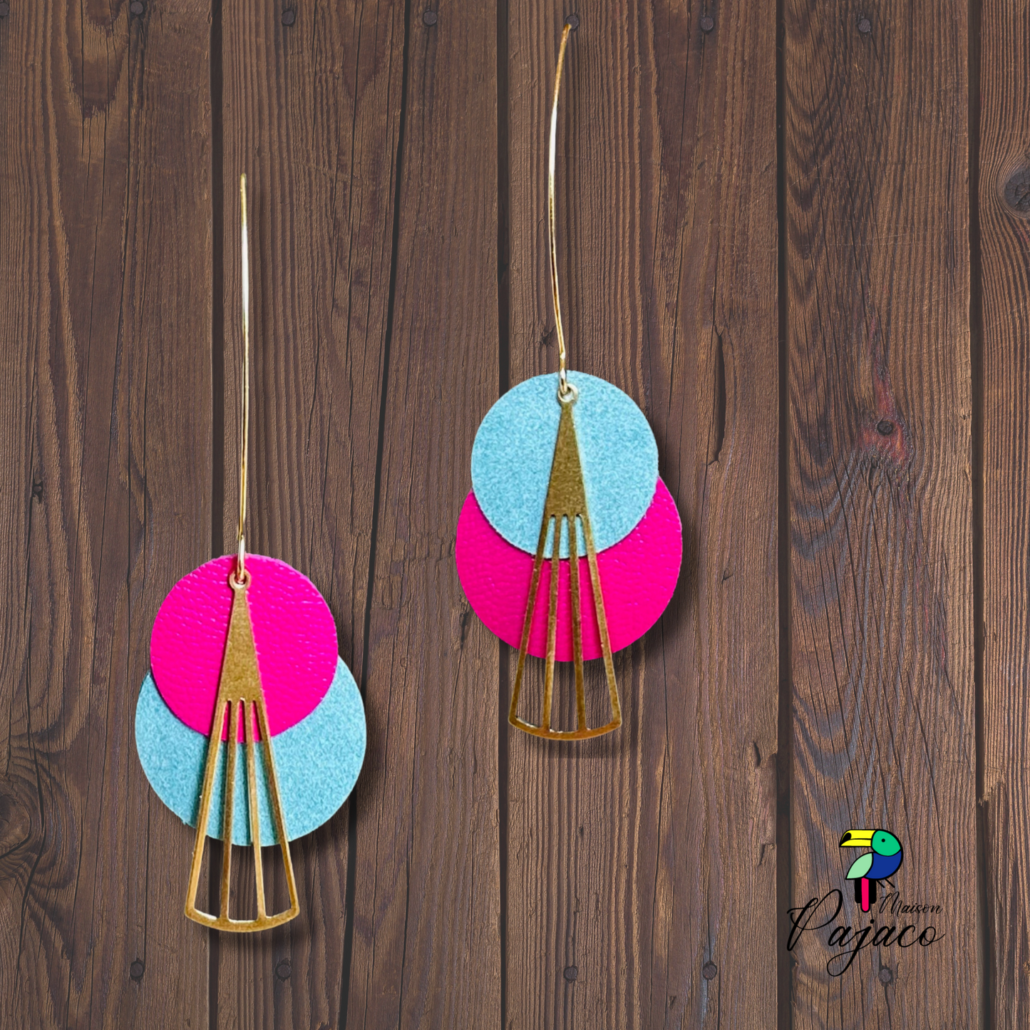 Boucles d'oreilles - Vice et Versa - turquoise et fuchsia