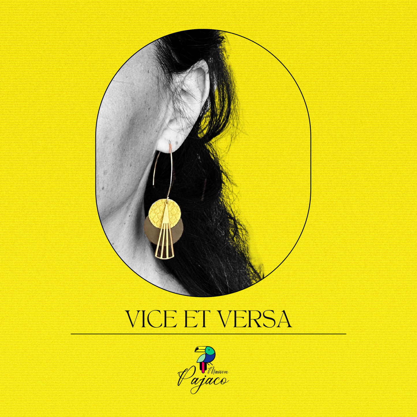 Boucles d'oreilles - Vice et Versa -  Kaki et jaune