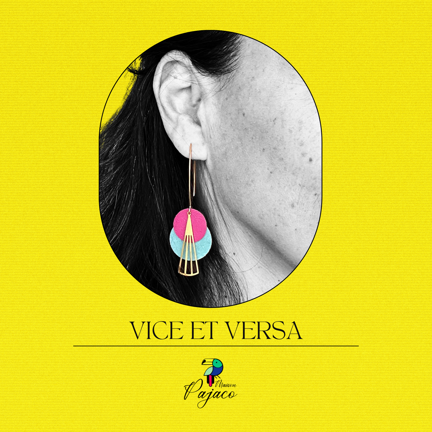 Boucles d'oreilles - Vice et Versa - turquoise et fuchsia