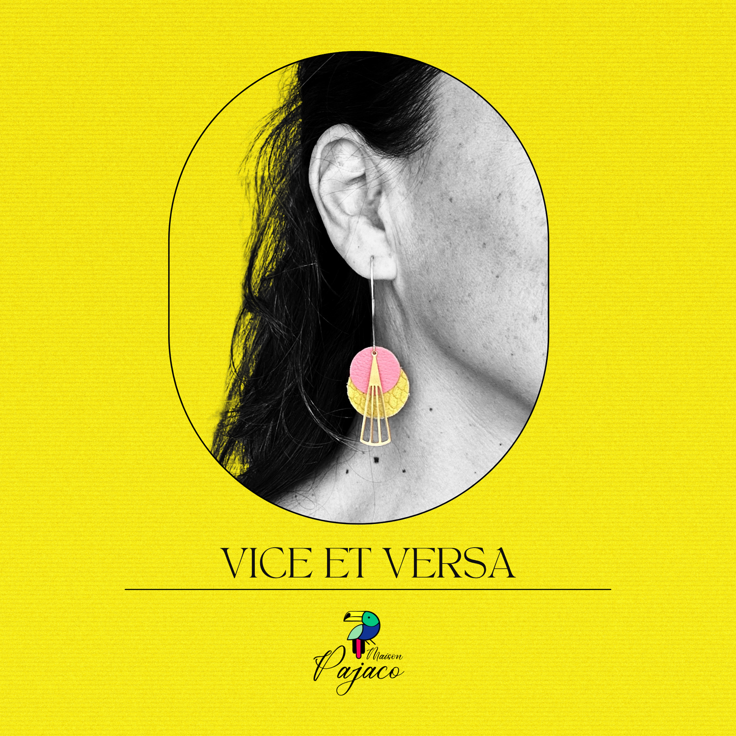 Boucles d'oreilles - Vice et Versa -  Rose et jaune