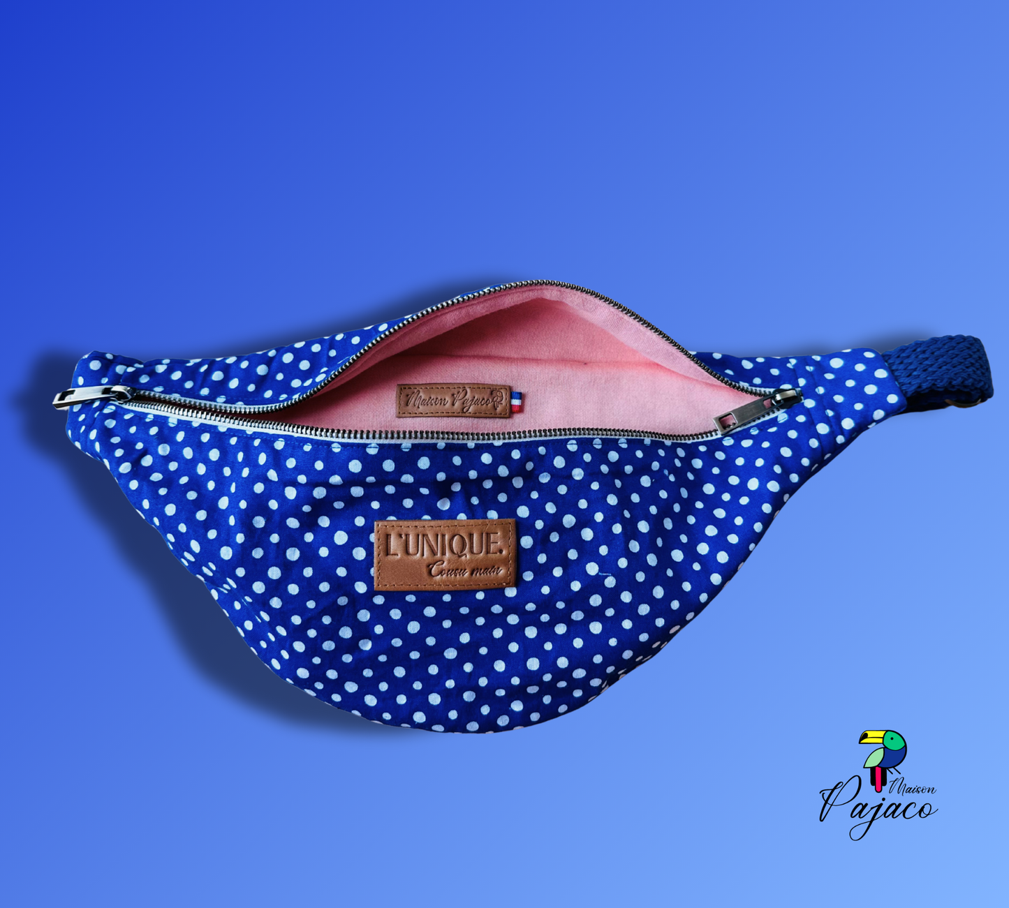 Banane L'Unique M - Bleu à pois blanc