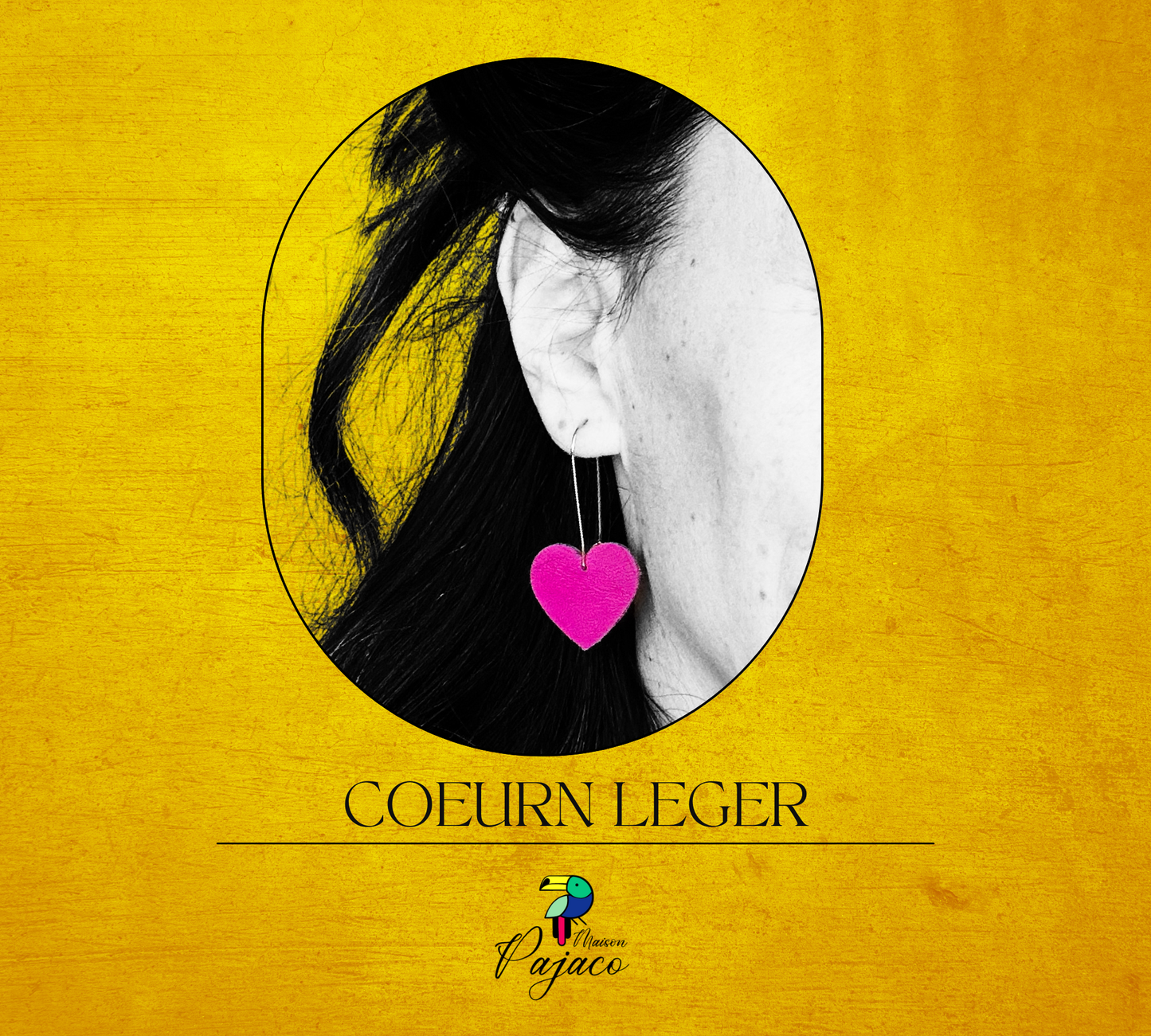 Boucle d'oreille - Coeur leger rose violet