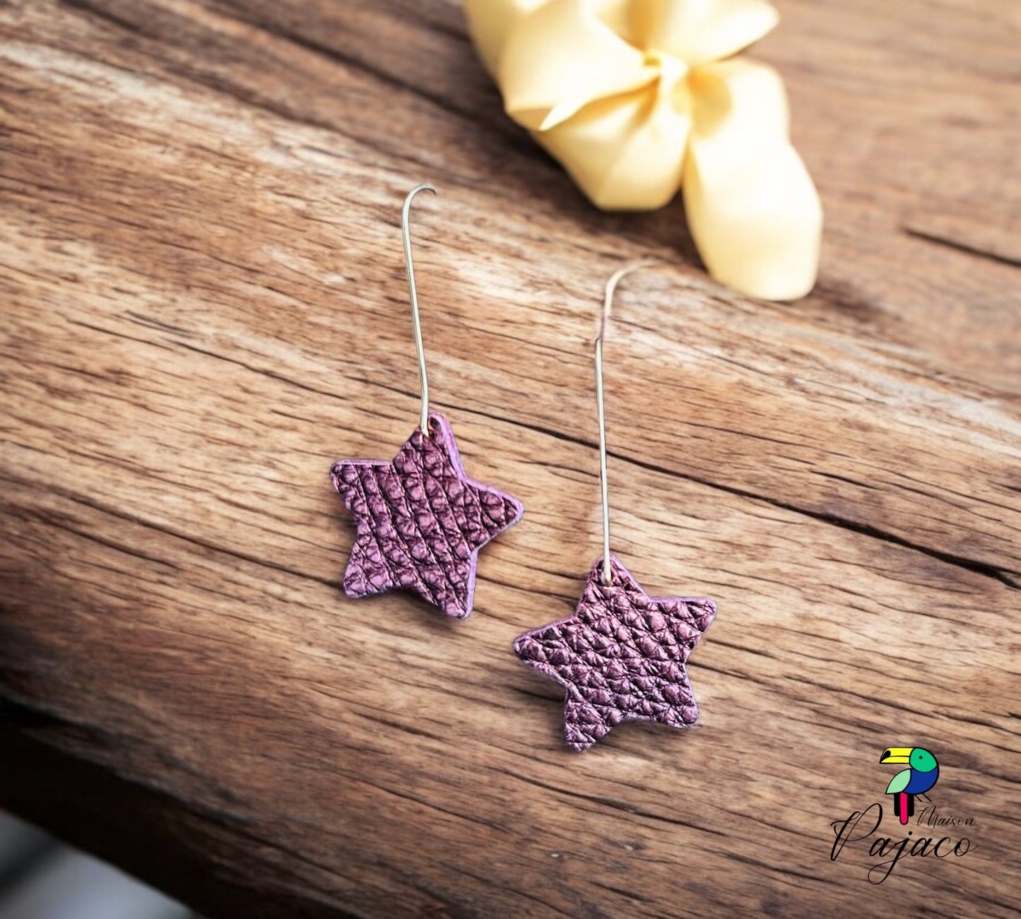 Boucle d'oreille - Etoile filante violet irisé